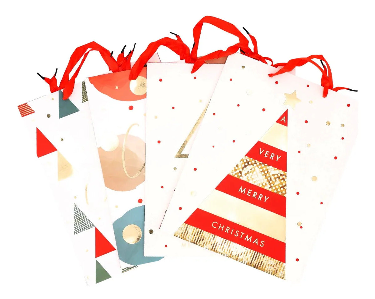 Bolsas de Regalo Navideñas Lluvia Merry Christmas 12 Pzas