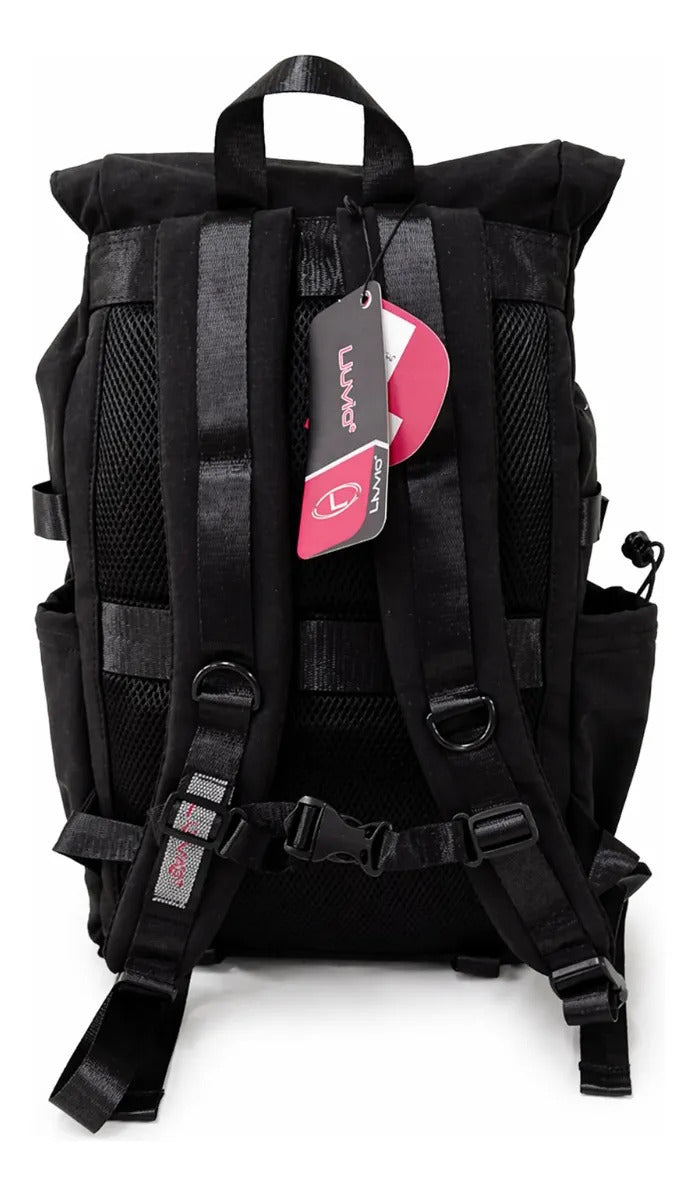 Mochila Lluvia Rolltop Negra Gran Capacidad Ajustable