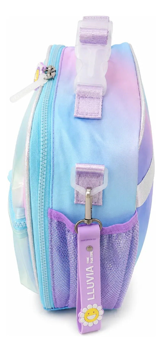 Lonchera Lluvia Lila Difuminada Con Bolsa Traslúcida