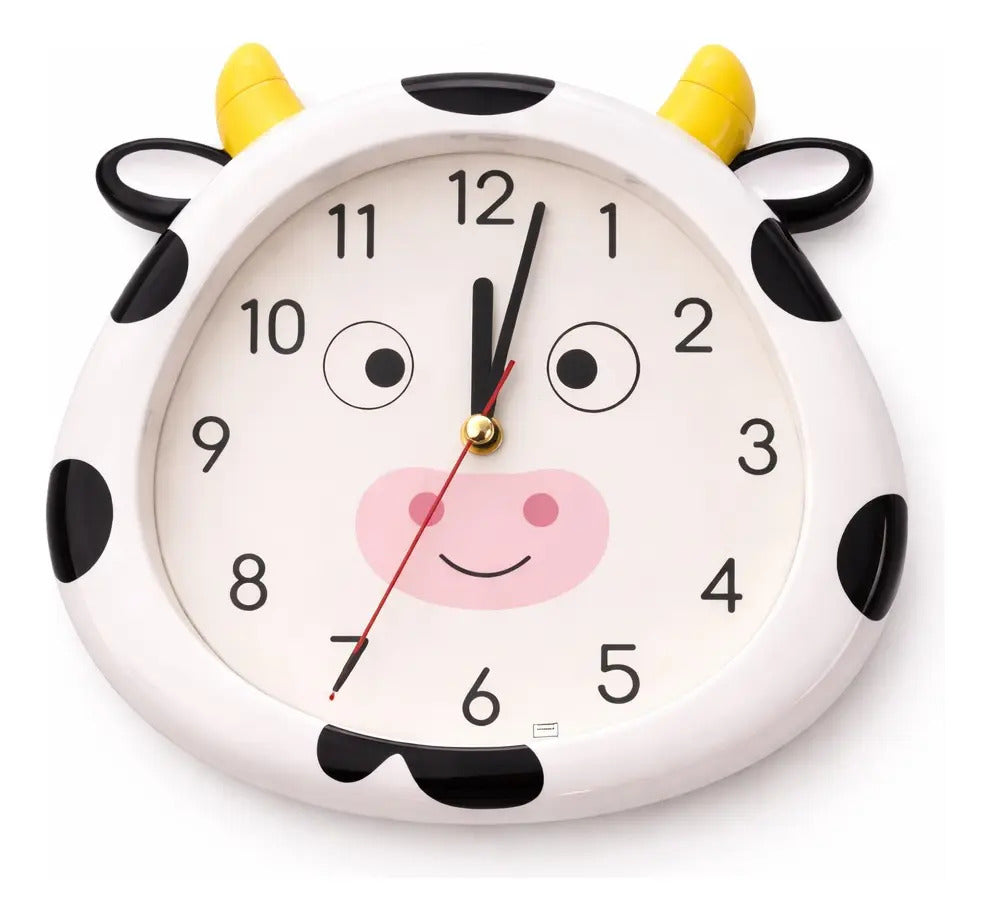 Reloj De Pared 34x4x26 Figura Vaca Con Péndulo Ojos Móviles