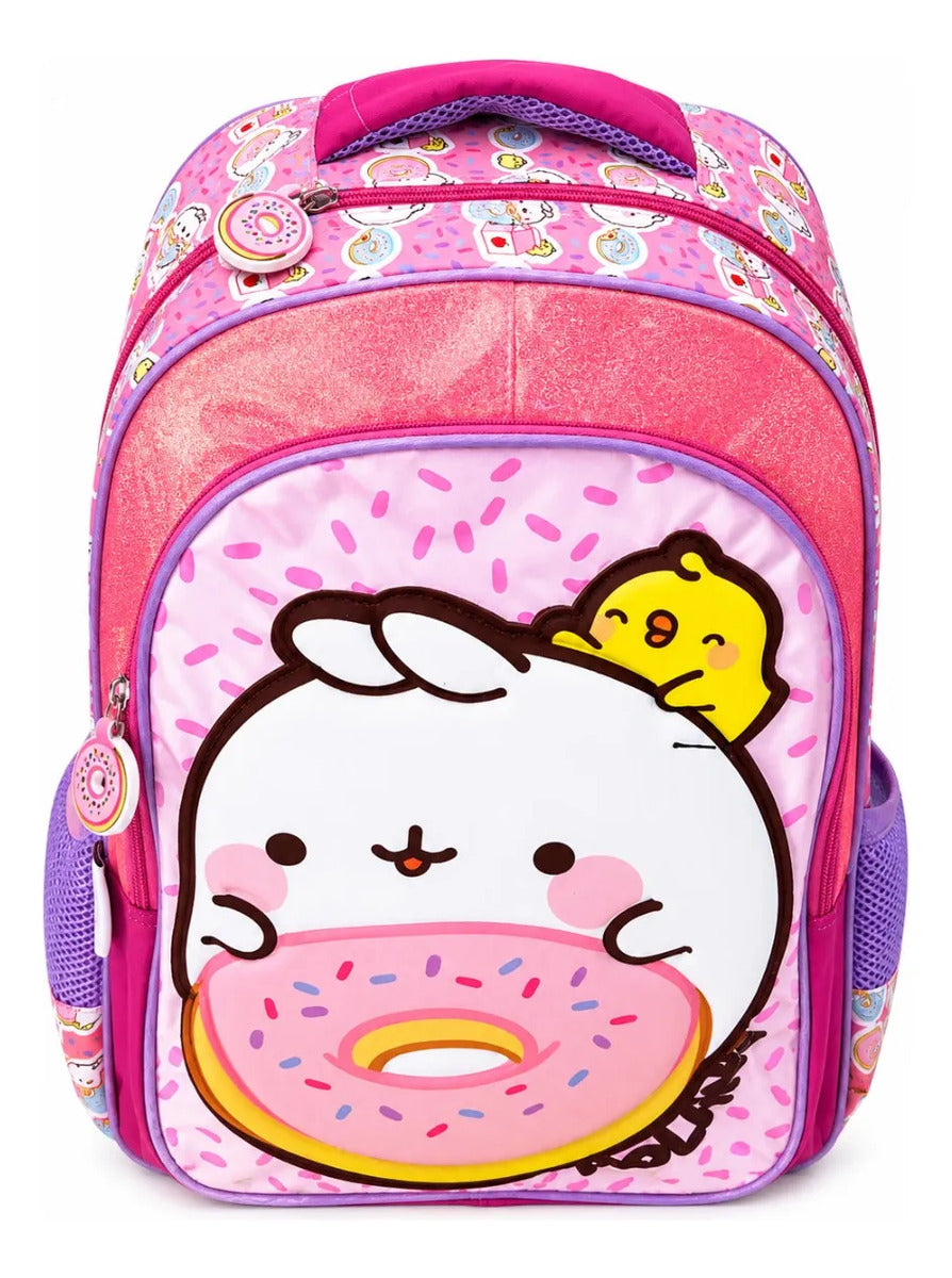 Mochila Escolar Kinder Rosa American Bags Molang Con Dona