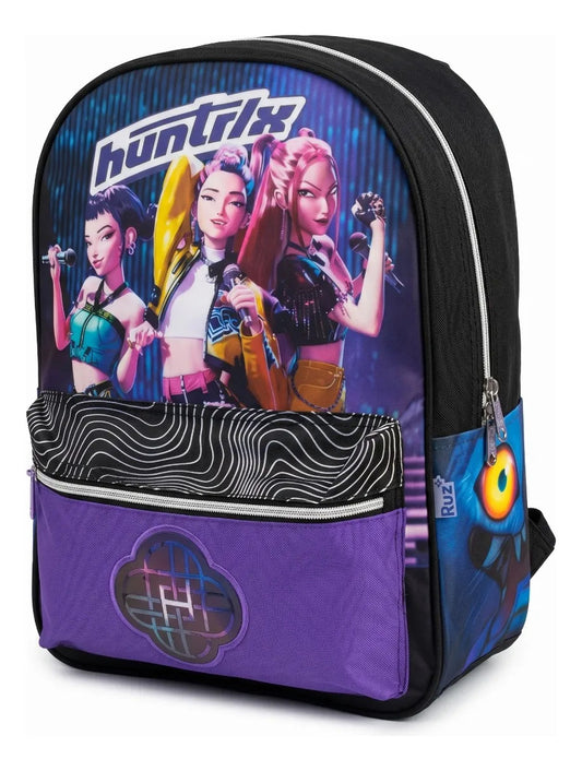 Set Escolar Primaria Ruz Huntrix Negro Morado Tres Piezas