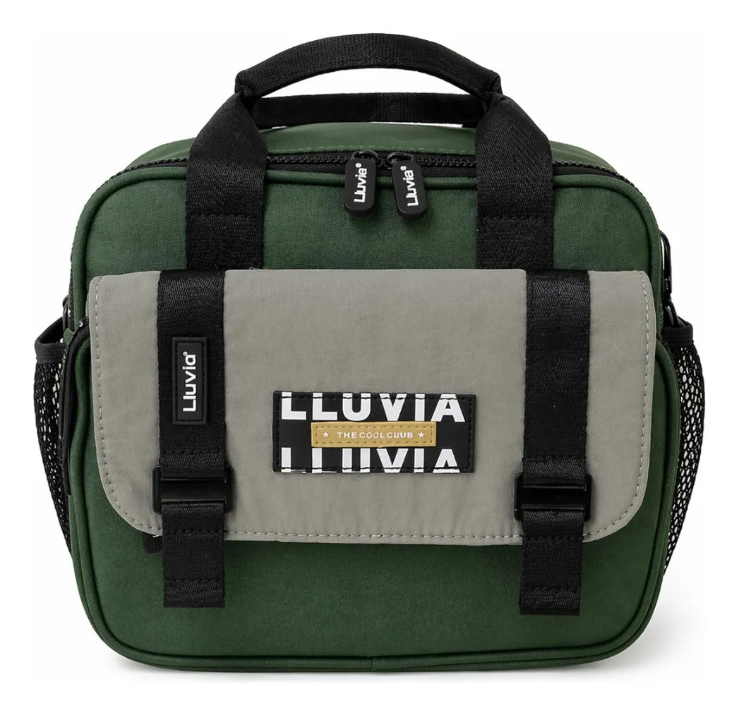 Set Mochila Lluvia Verde Olivo Con Lonchera Y Lapicera