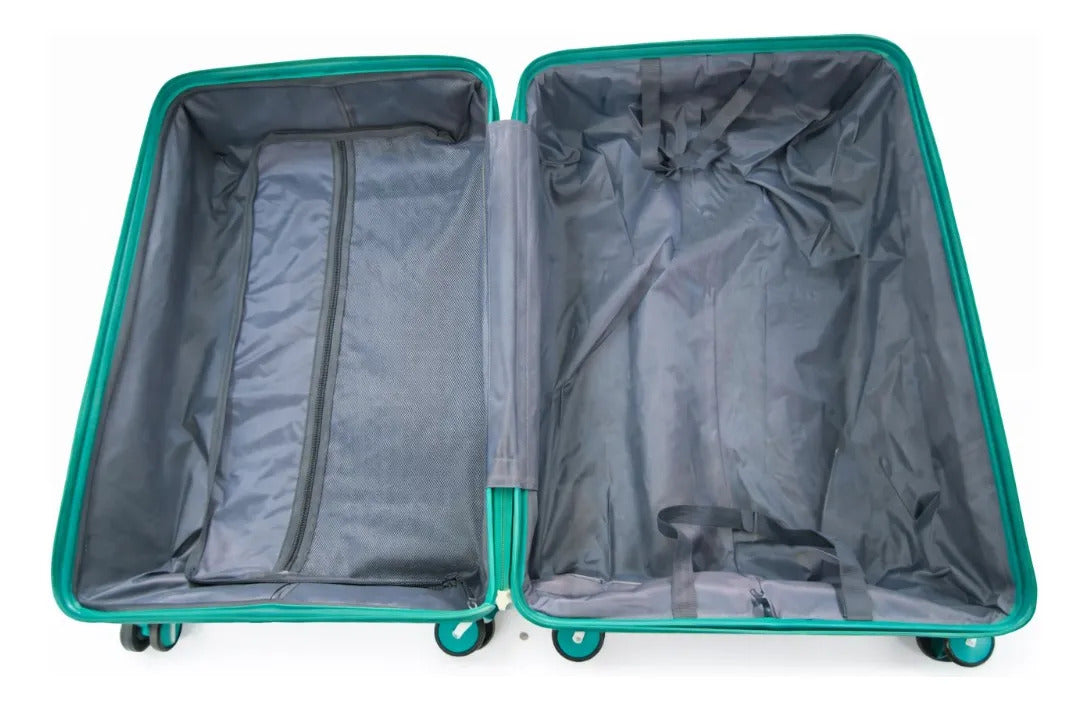 Juego De 3 Maletas Verde Lluvia Diseño En Líneas Para Viaje