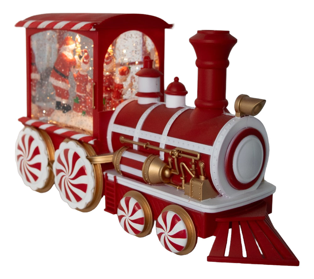 Lámpara Navideña Tren Con Santa Y Duendes  21x25x8 Cm