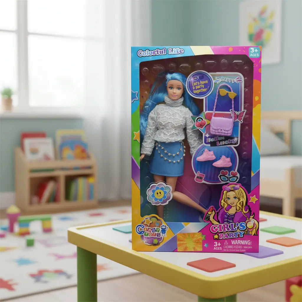 Muñeca Candy Toys Moda Y Diversión Al Instante 3 Accesorios