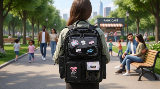 Mochila Lluvia Juvenil Negra Satinado Estilo Kawaii Urbana