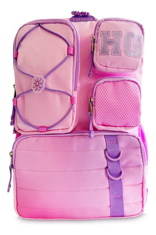 Set Escolar Chenson Rosa Difuminado Happy Girl Tres Piezas