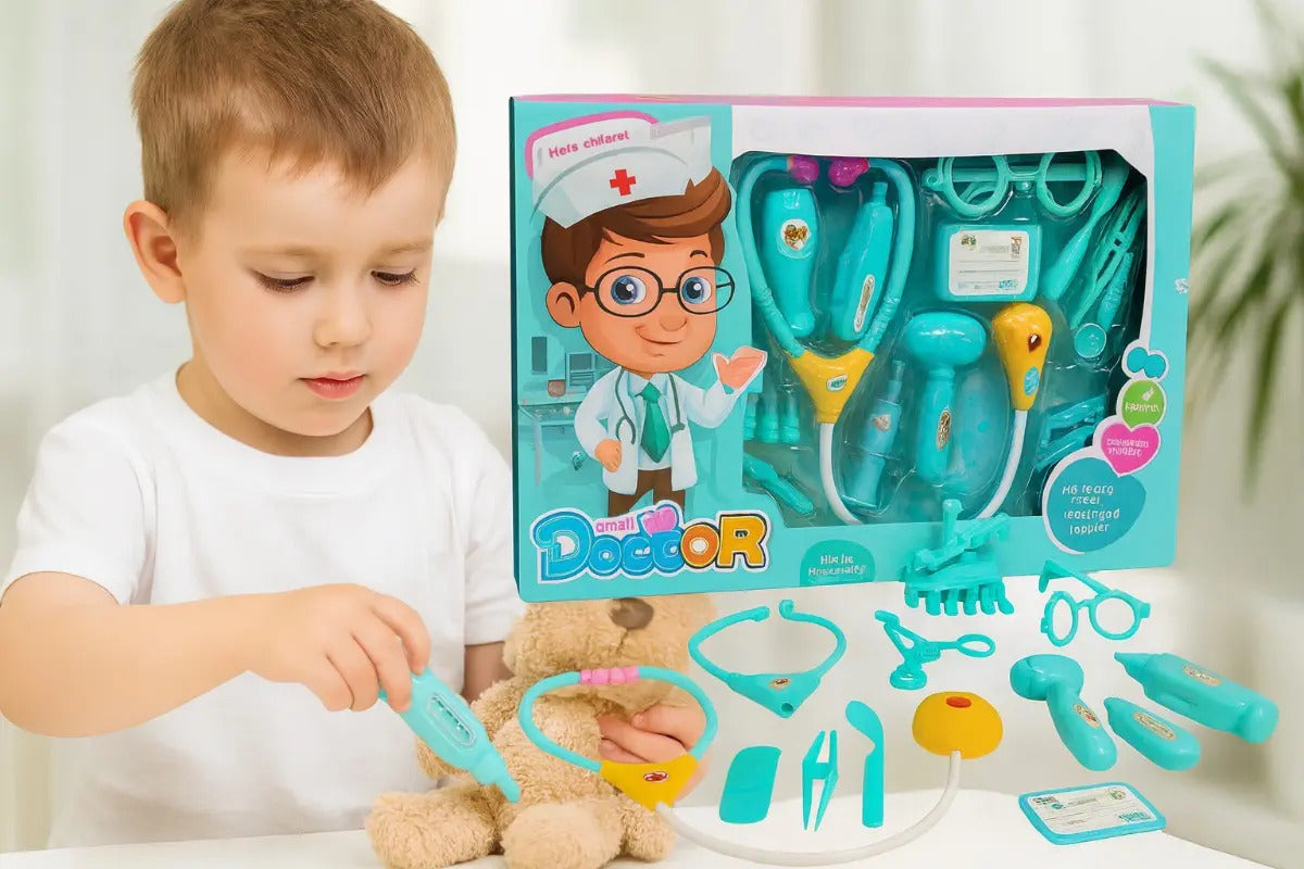 Set Doctor Infantil 15 Piezas Estetoscopio Con Luz Y Sonido