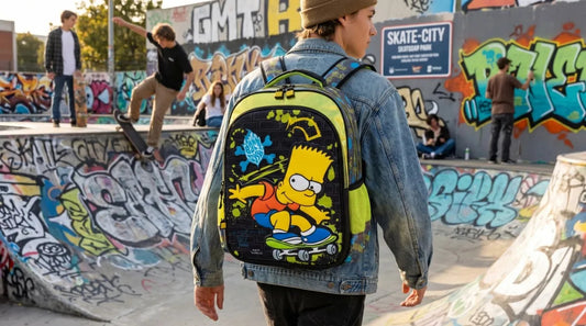 Mochila Primaria Bart Simpson Yadatex Negra Con Verde Neón