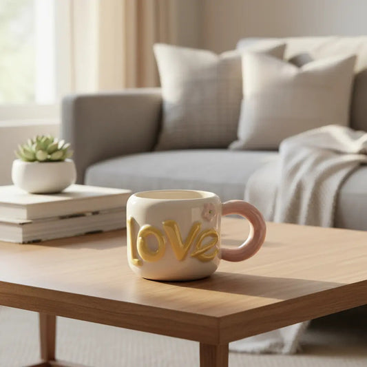 Taza Love De Cerámica Con Diseño Romántico 400 Ml