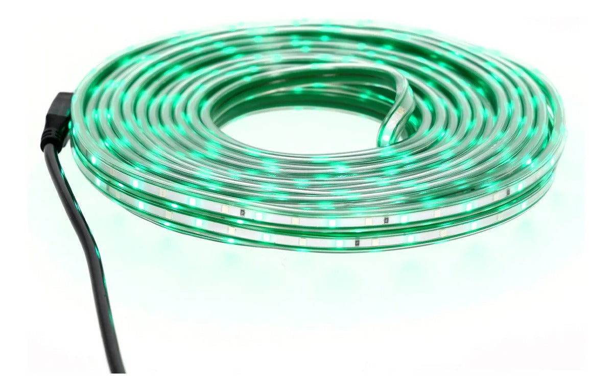 Manguera Led Plana AP Verde Esmeralda Brillante 10 Metros