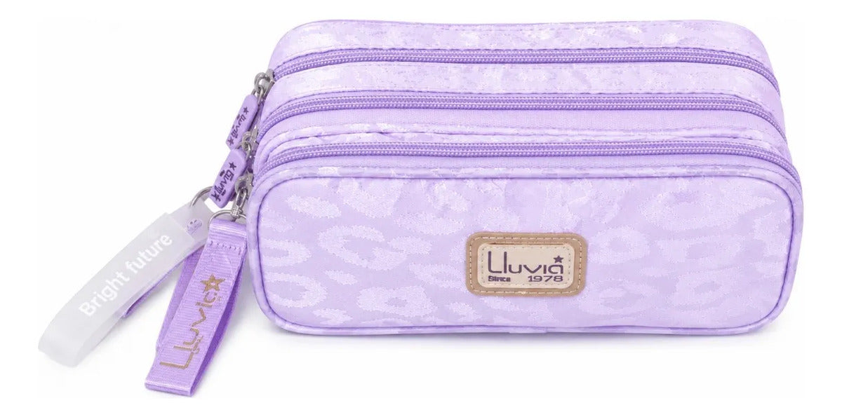 Lapicera Lluvia Animal Print Color Lila 3 Compartimientos