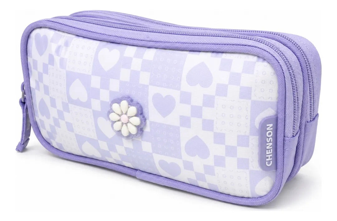 Lapicera Chenson Happy Girl Dos Cierres Color Lila Pastel