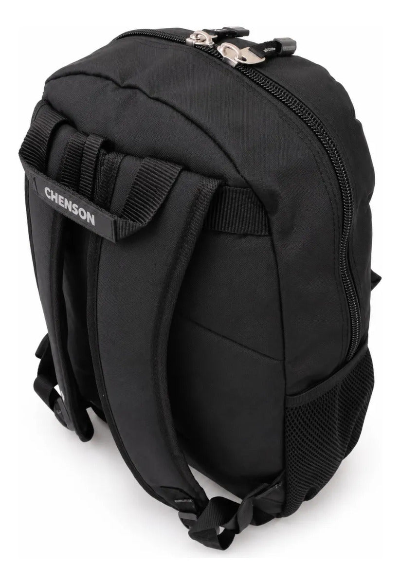 Mochila Chenson Negra Resistente Con Bolsillos Laterales