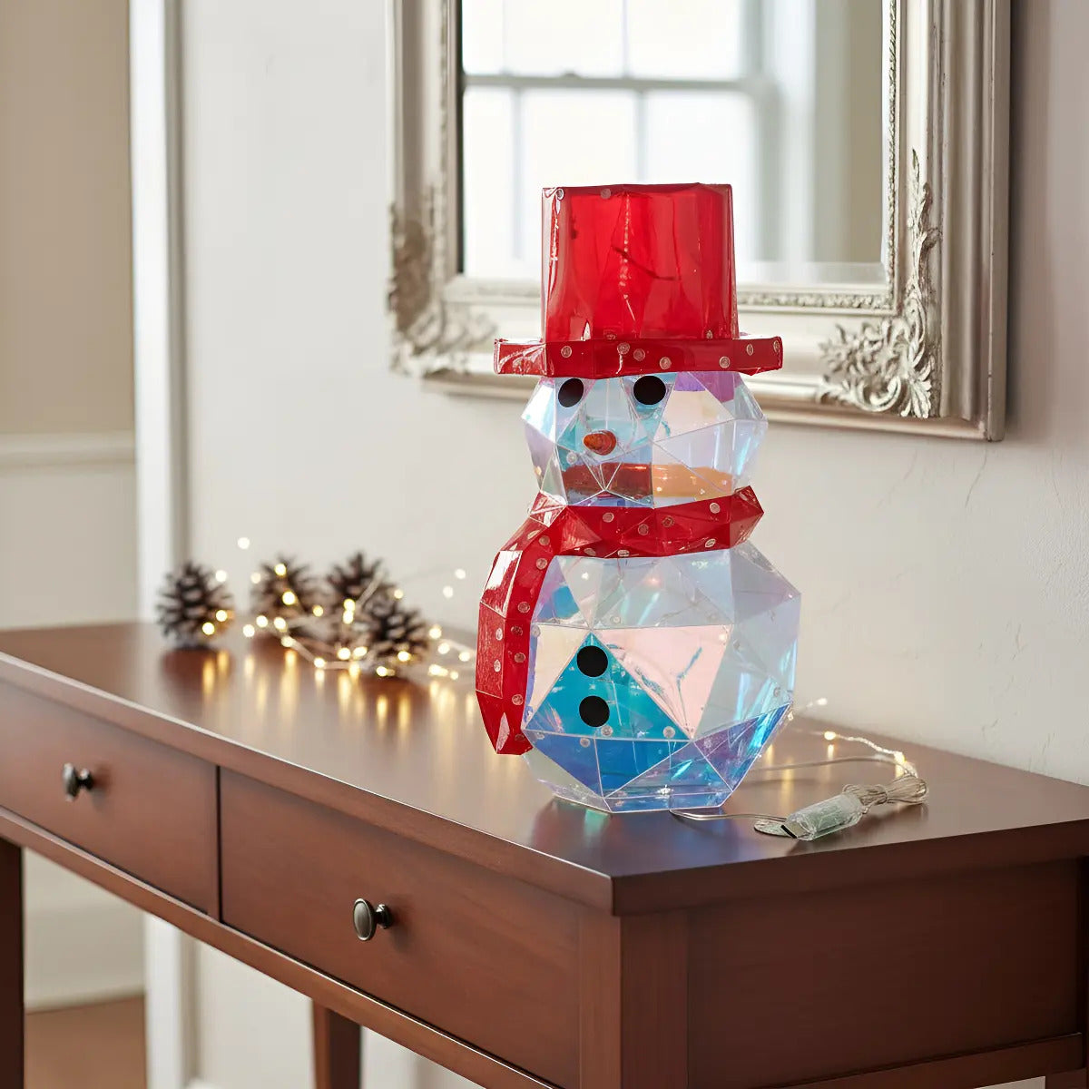 Figura Navideña Muñeco De Nieve De Tpu Con Qr Tornasol 40cm