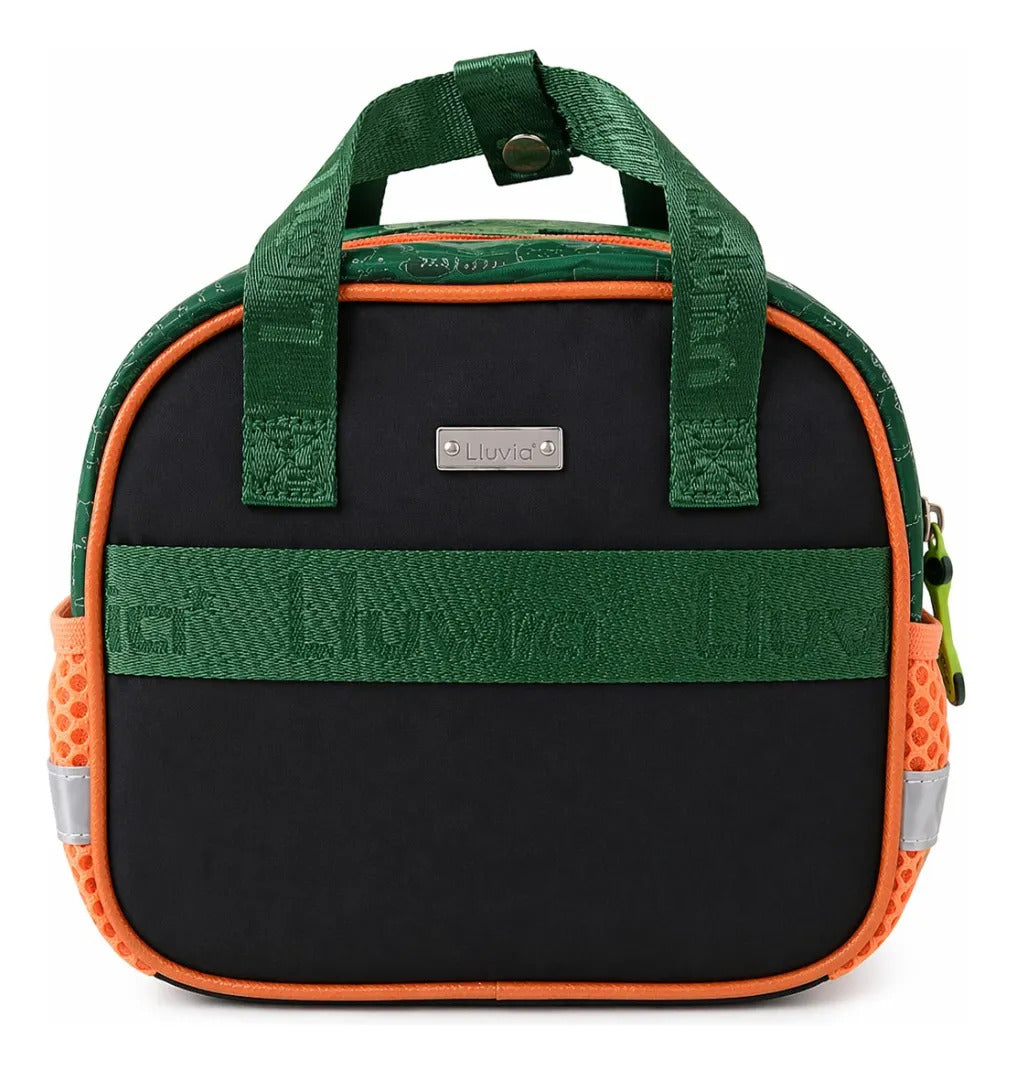 Set De Mochila Primaria Lluvia T Rex Tres Piezas Dinosaurio