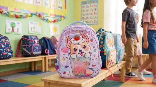 Mochila Lluvia Perrito 3d Vaso Tapioca Color Lila Acolchada
