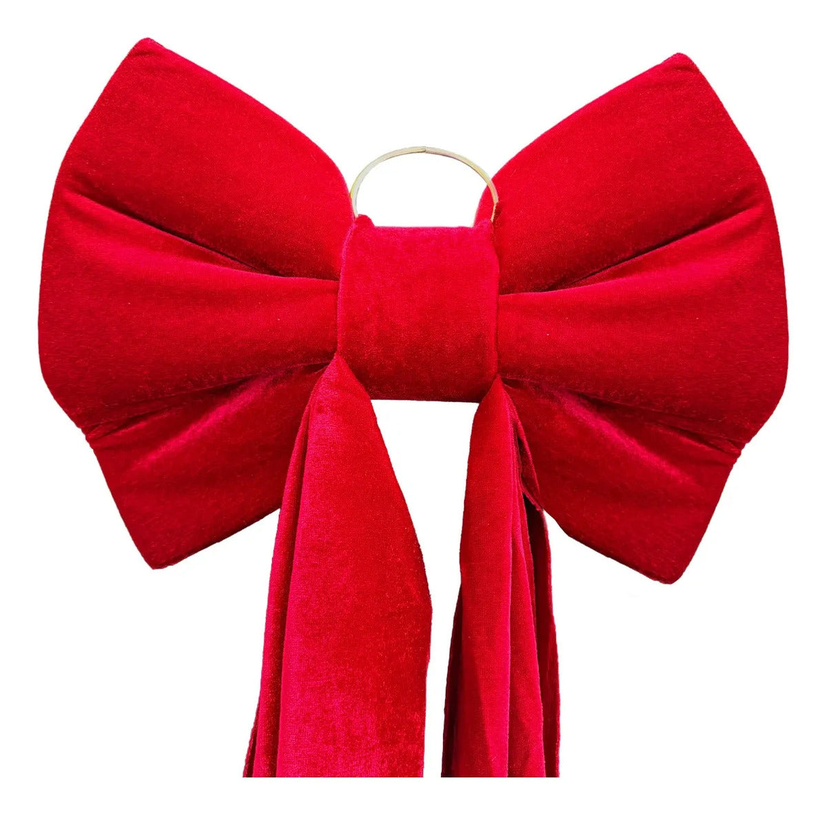 Moño Navideño Grande Rojo Vino Con Tiras Largas 105 Cm