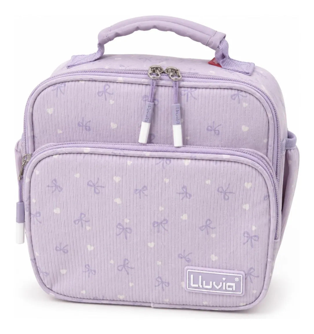 Lonchera Lluvia Lila Pastel Con Diseño De Moños Y Corazones