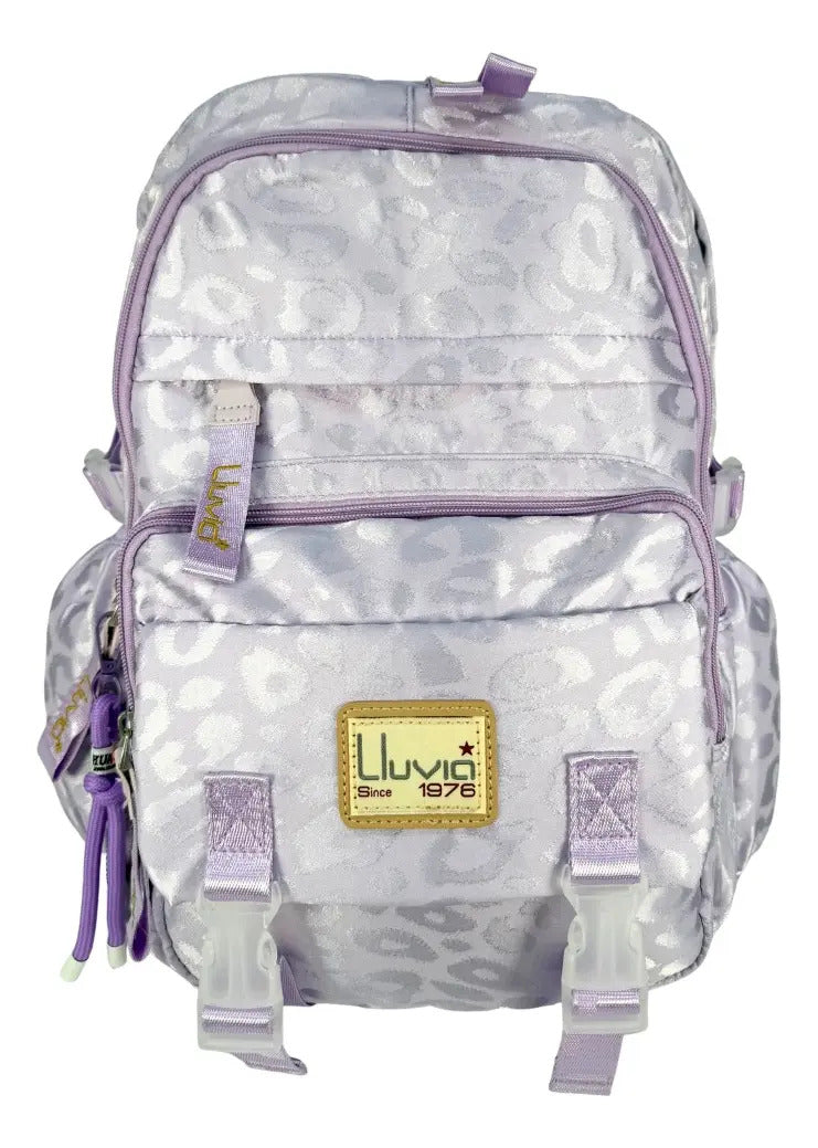 Mochila Juvenil Marca Lluvia Lila Satinado