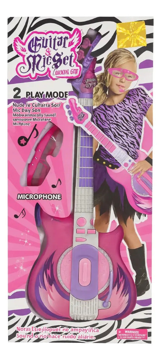 Guitarra Con Micrófono Candy Toys 56 Cm Con Sonido Y Luces