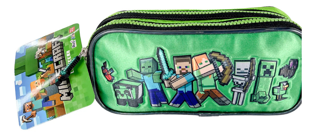 Mochila Primaria 3 Piezas Minecraft Aventuras Pixeladas