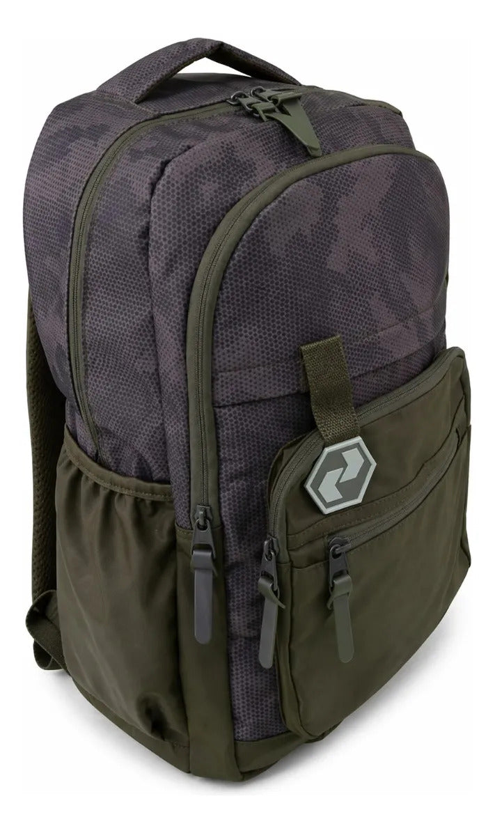 Mochila Lluvia Juvenil  Verde Olivo Con Diseño Camuflaje