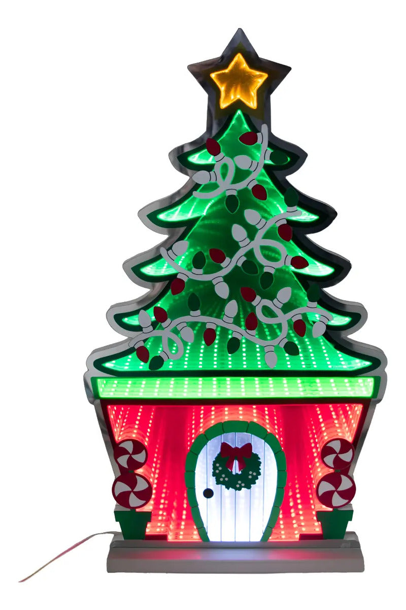 Árbol Navideño Luz Infinita 65x45x2 249 Luces Marca Lluvia