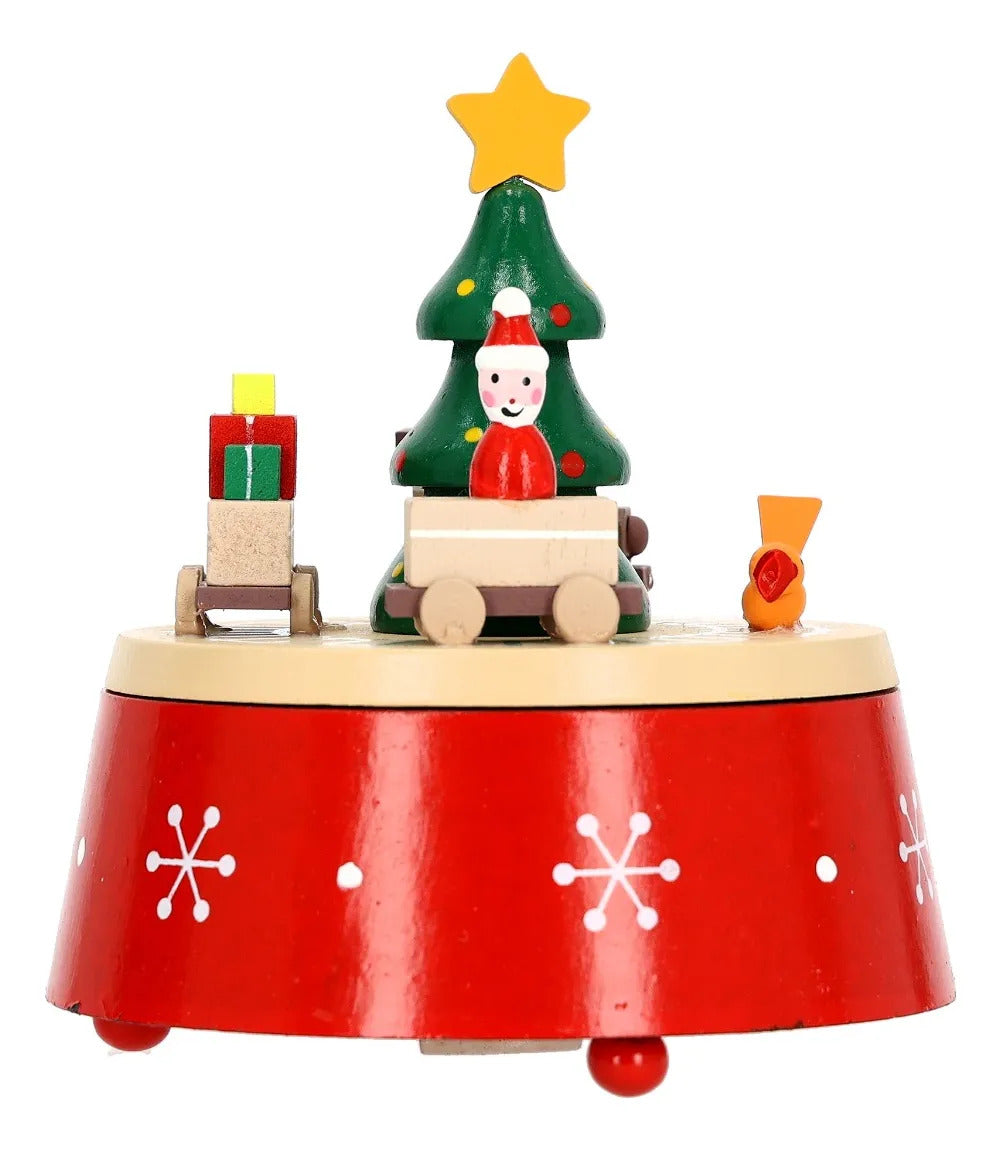 Adorno Navideño Lluvia Musical Santa Claus Y Tren 19 Cm