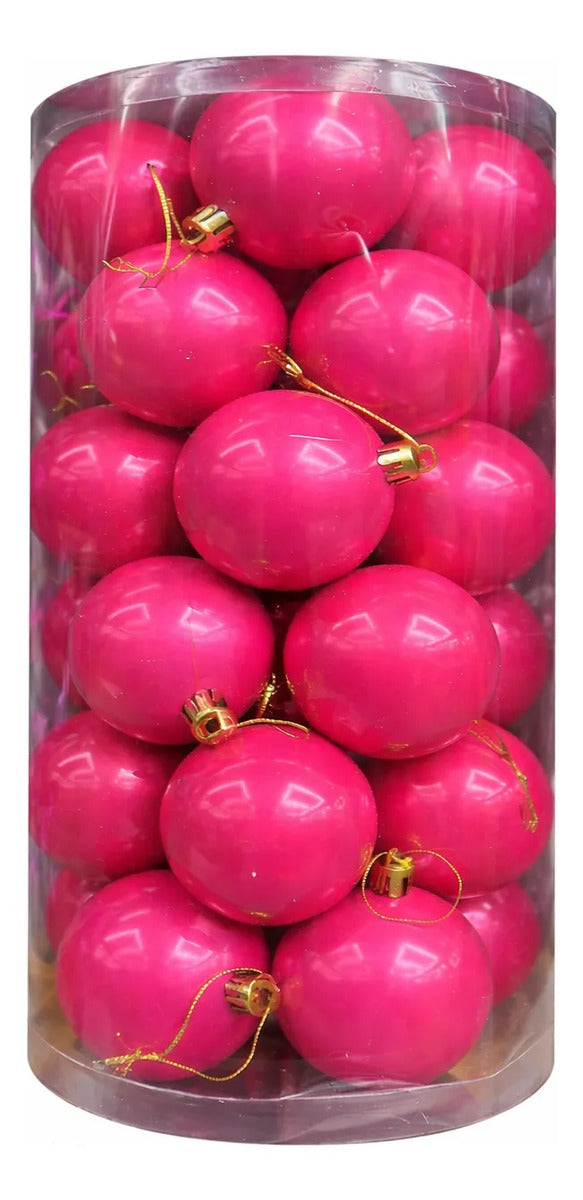 Esferas Navideñas Fiusha 6 Cm Brillo Elegante Marca Lluvia