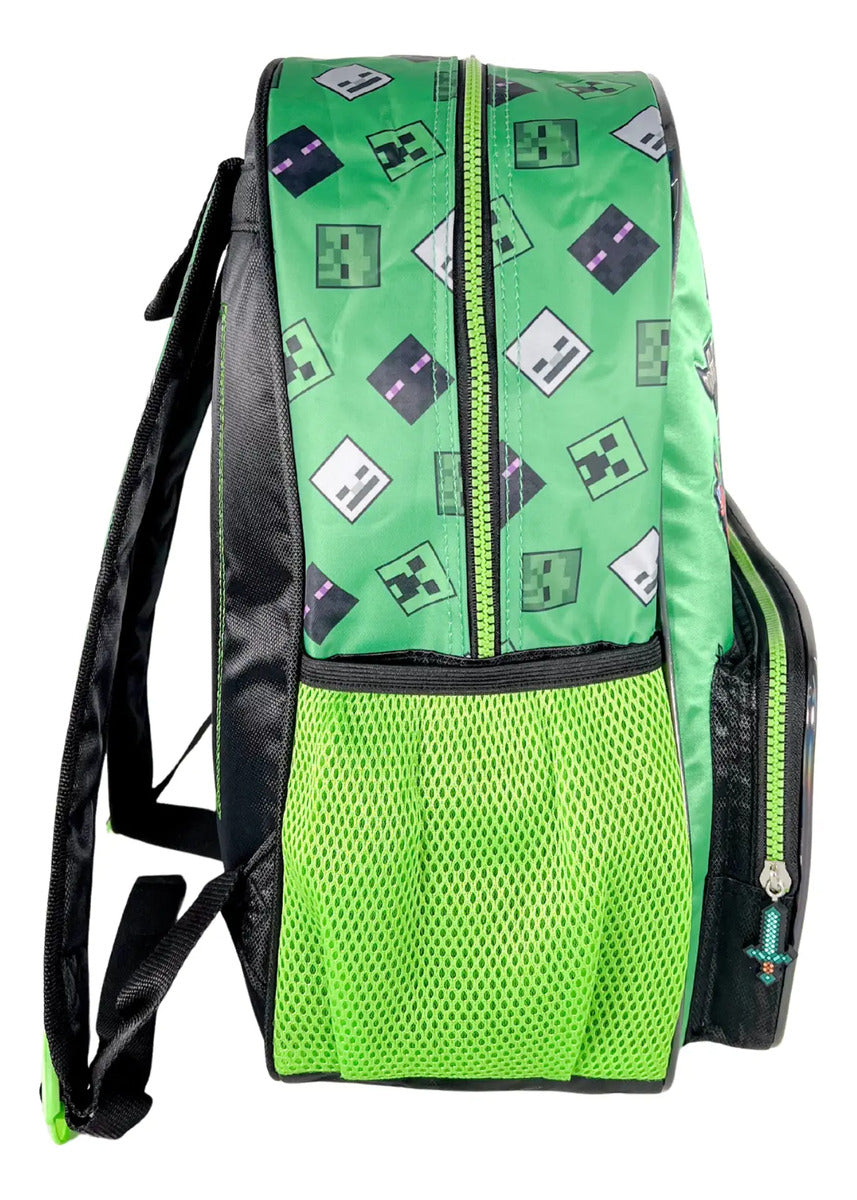 Mochila Primaria 3 Piezas Minecraft Aventuras Pixeladas