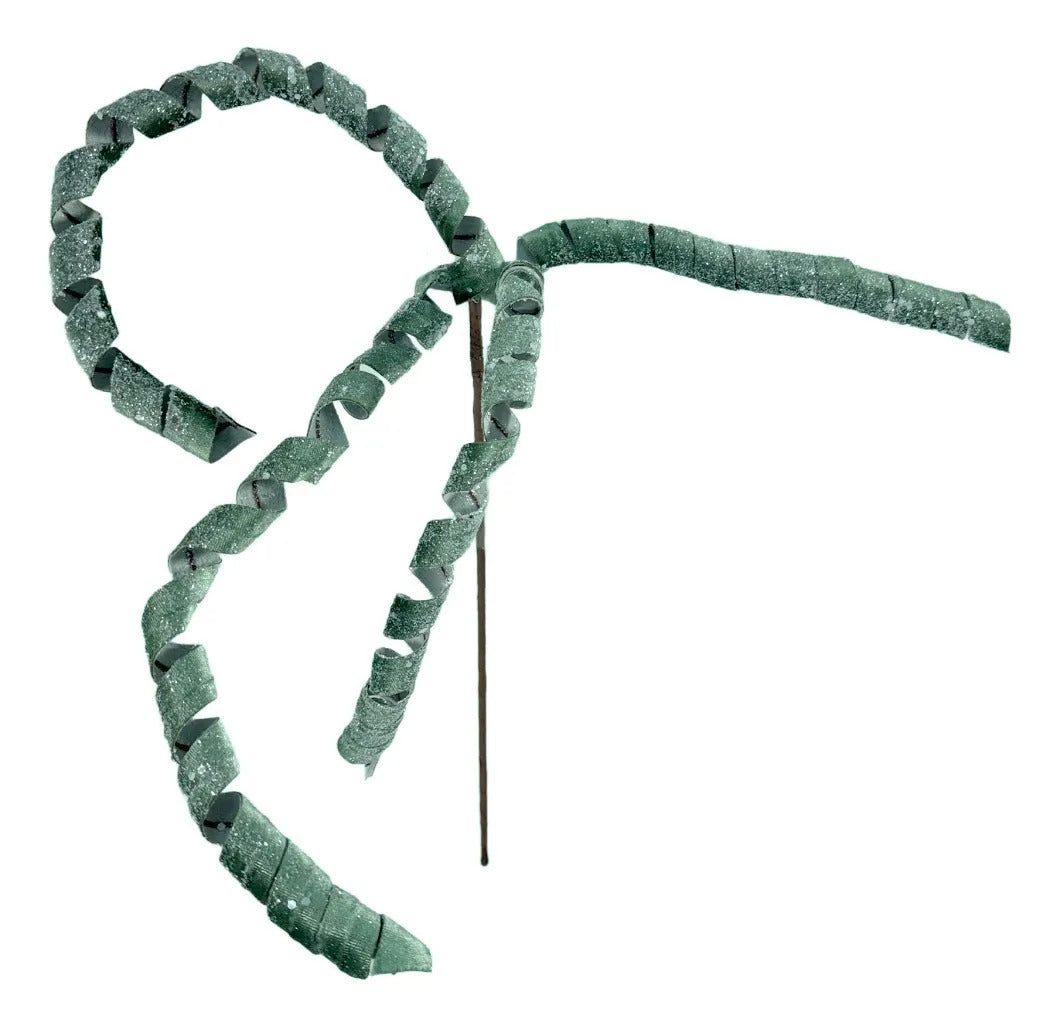 Rama Navideña Lluvia Verde Pino con 4 Curlis 70cm