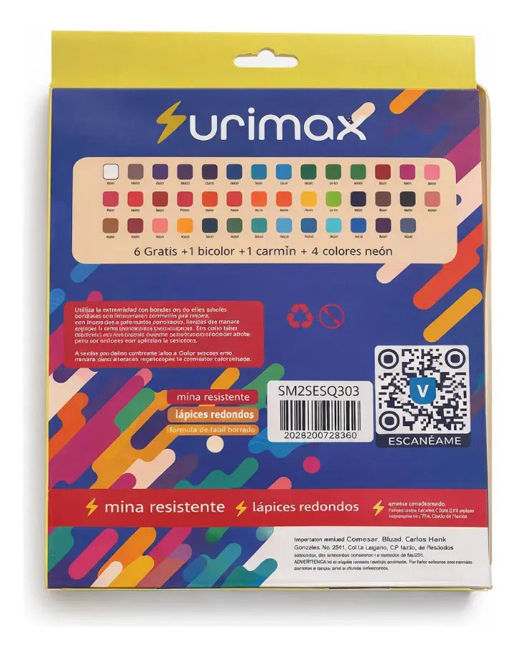Lápices De Colores Borrables Triangulares 42 Piezas Surimax