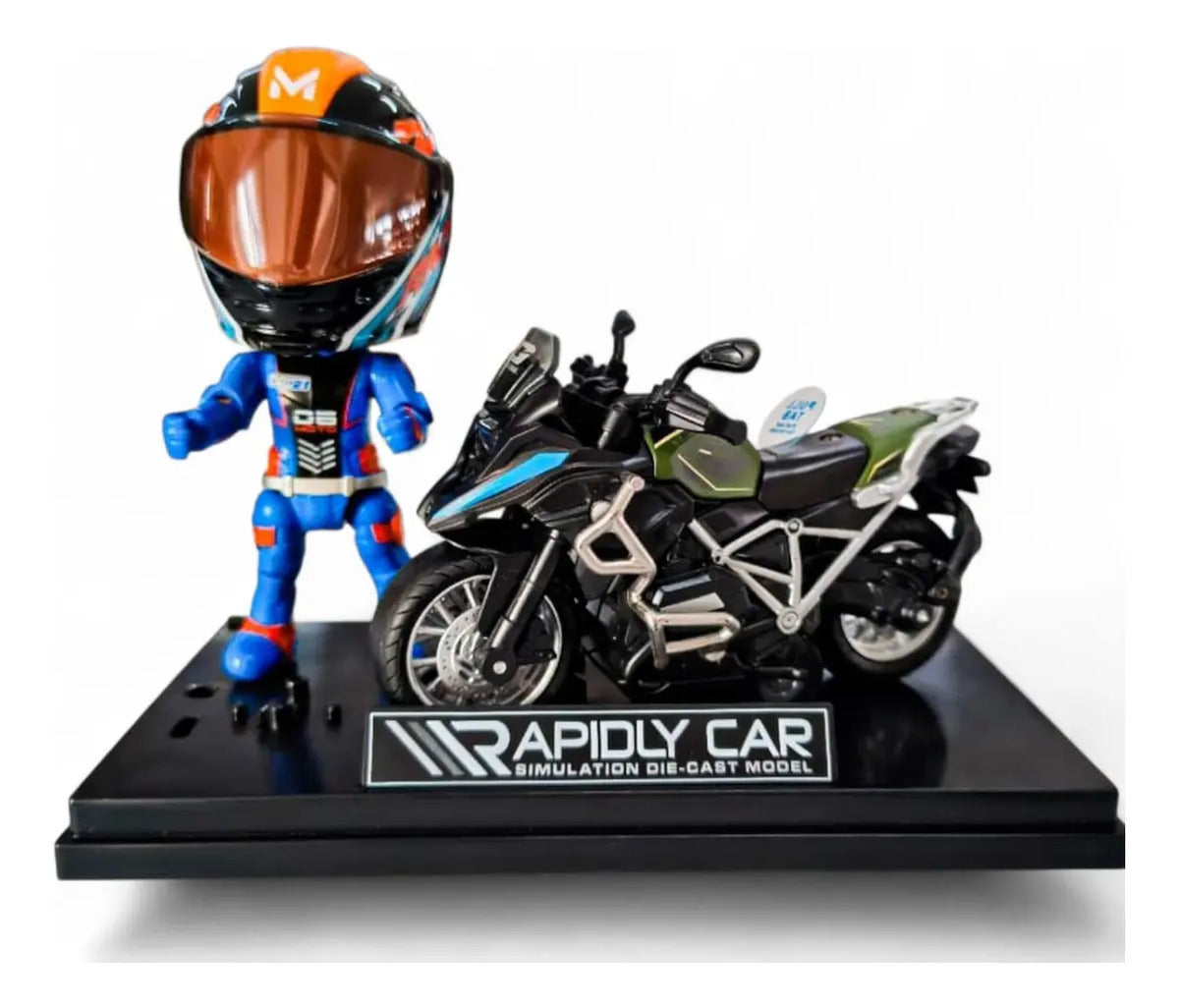 Moto A Fricción Candy Toys Escala 1:14 Con Casco Azul