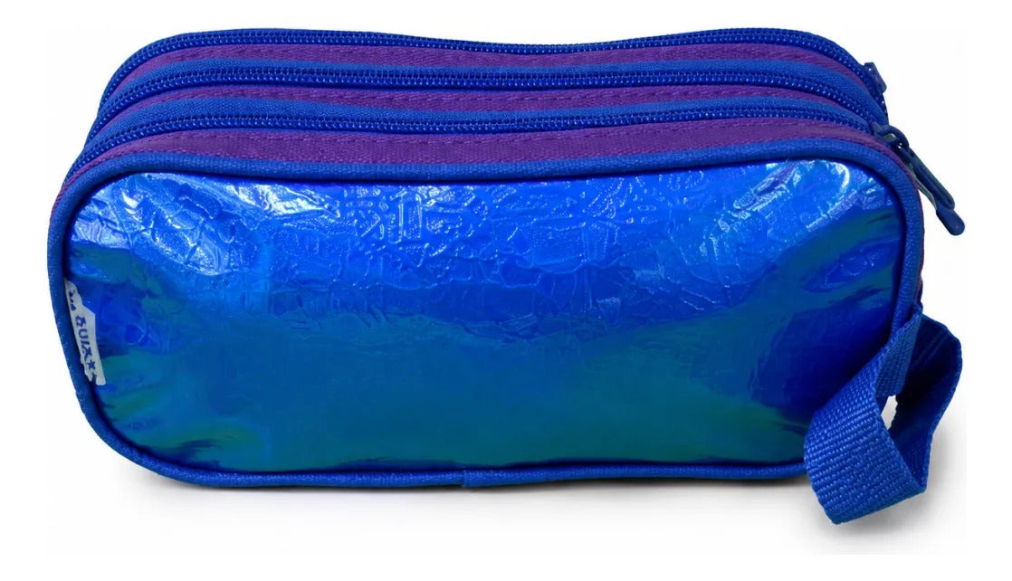 Lapicera Escolar Ruz Bowser Azul Triple Compartimento