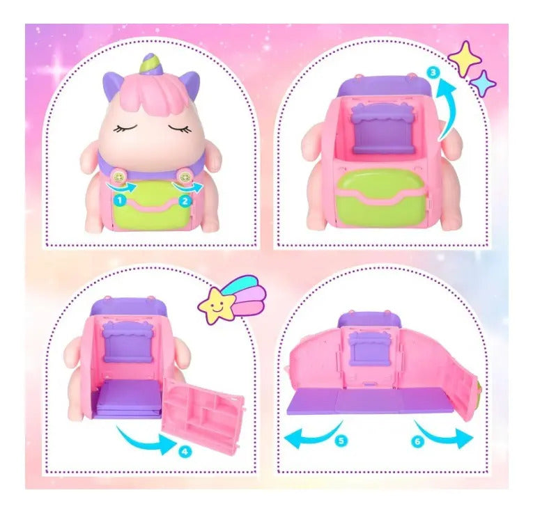Mochila Casa De Unicornios Candy Toys Con Sonido 40 Piezas