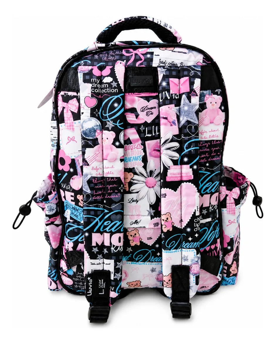 Set De 3 Piezas Mochila Lluvia Soft Mood Con Llaveros