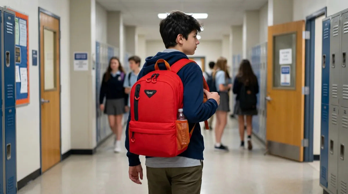 Mochila Lluvia Roja Diseño Práctico Para Lo Básico Escolar
