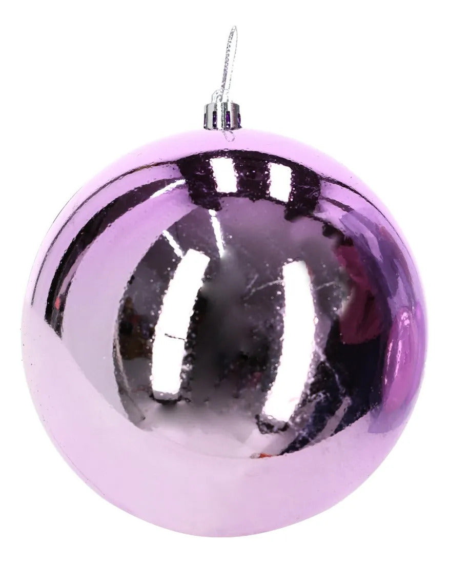 Set Esferas Navideñas Lluvia Morado Lila 4 Diseños 12 Cm
