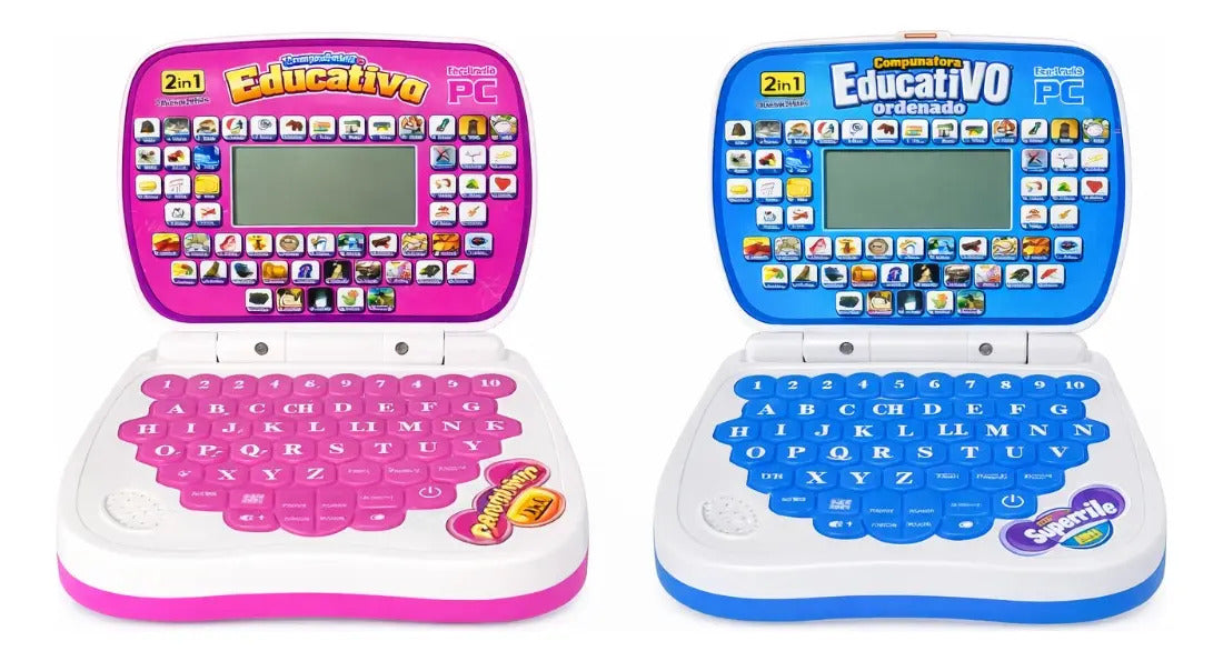 Laptop Juguete Educativa Infantil Español  Rosa Y Azul Candy