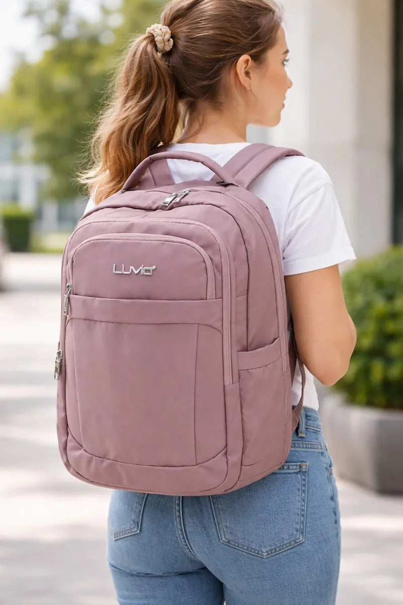 Mochila Lluvia Rosa Nude Profesional Con Detalles Plateados