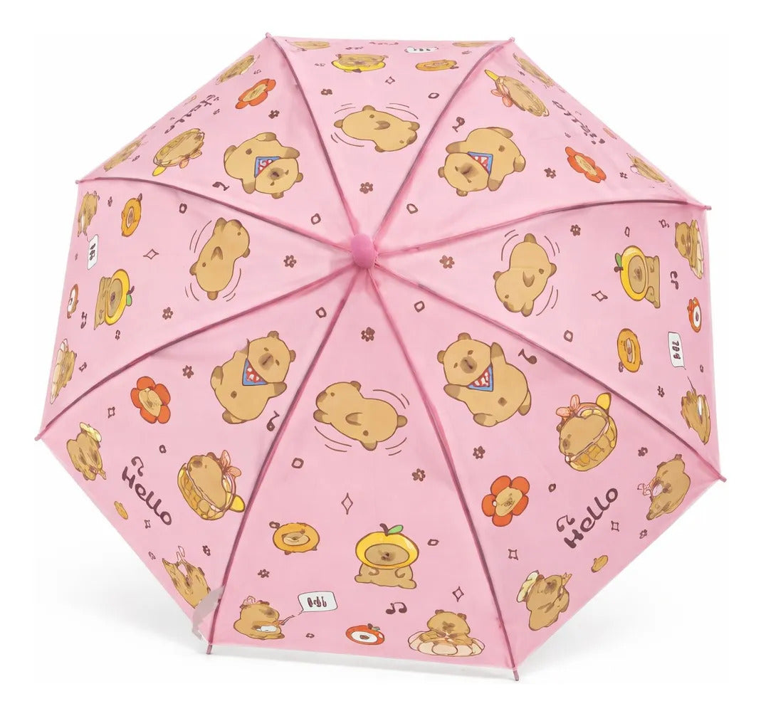 Paraguas Infantil Diseño Capibara 4 Colores 67 Cm 8 Varillas