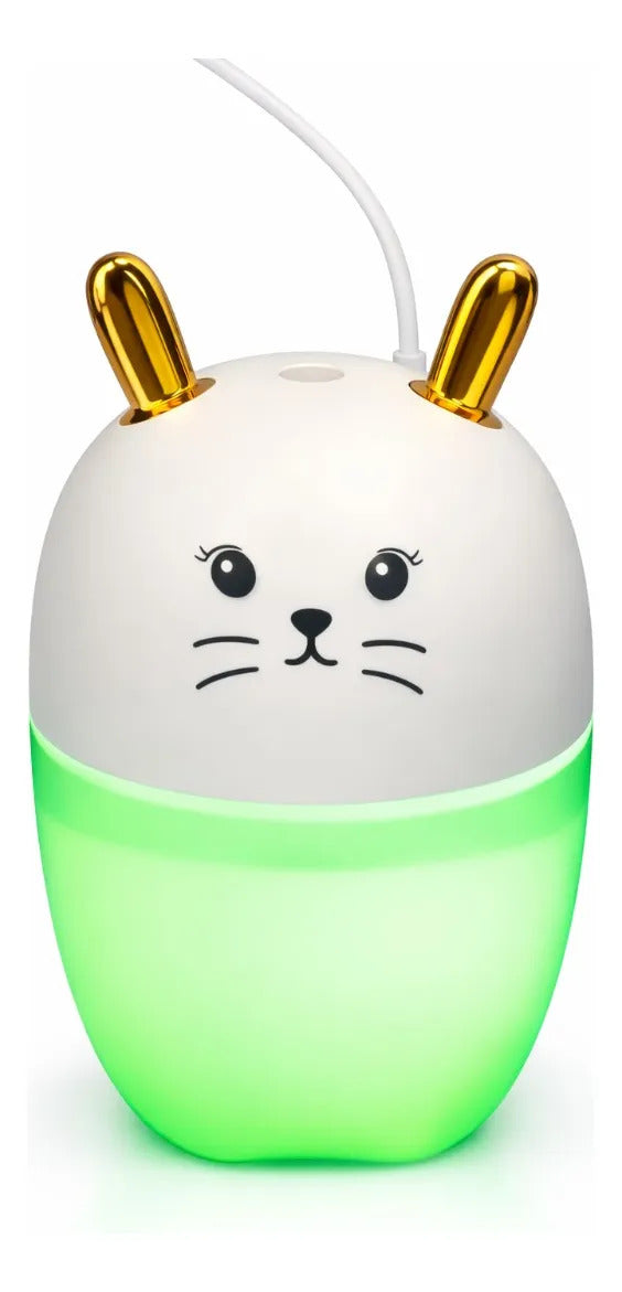 Mini Humidificador Conejo 220 Ml Con Luz Y 8 Esencias