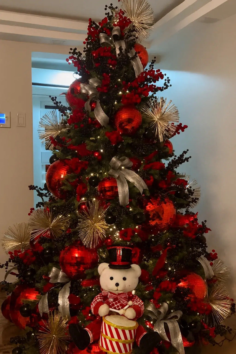 Muñeco Navideño Osito Tamborilero De Terciopelo 32x22x33