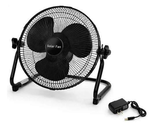 Ventilador Negro Solar Recargable 16 Con Panel Incluido