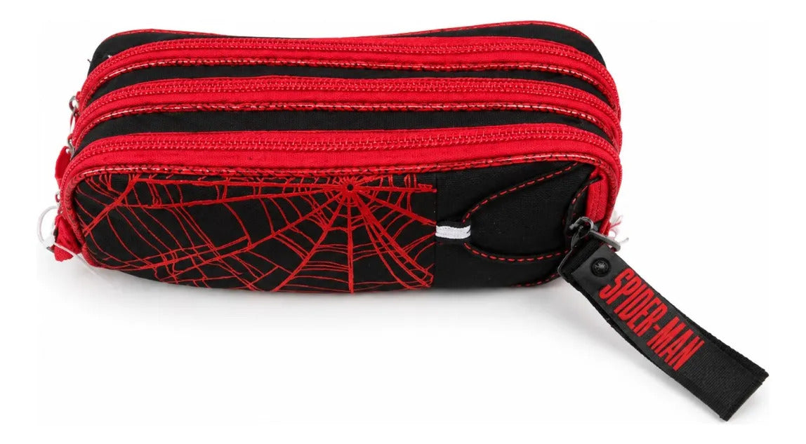 Lapicera Escolar Ruz Spider-man Negro Con Rojo Triple Cierre