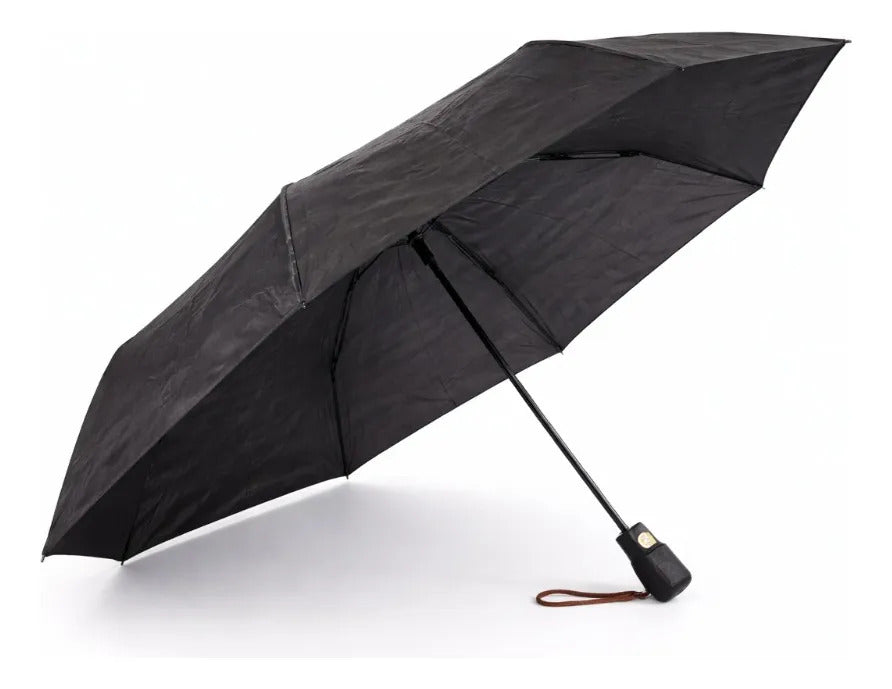 Paraguas Plegable Doble Tela Negro Satinado 8 Varillas