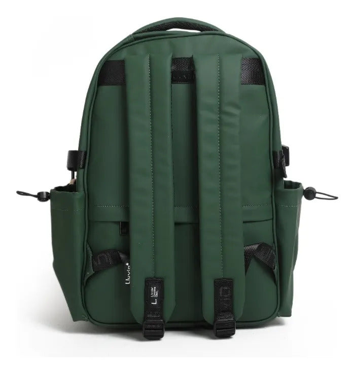 Set Mochila Lluvia Verde Olivo Con Lonchera Y Lapicera