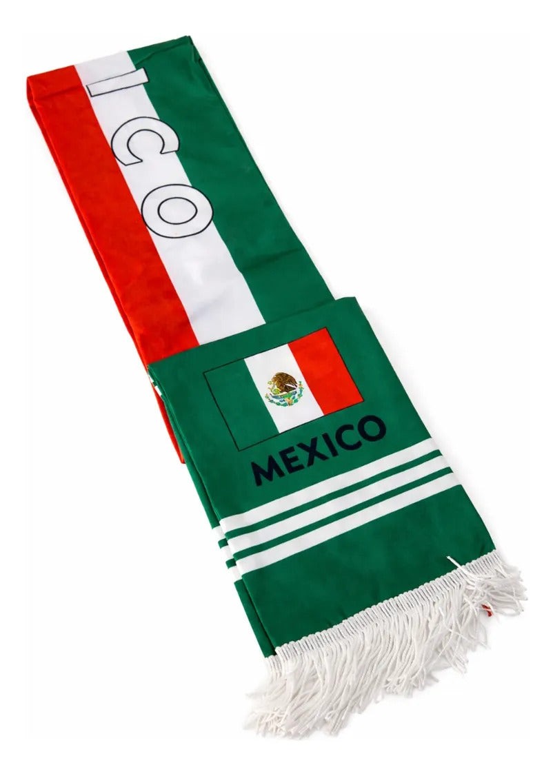 Set Tricolor México Bufanda Bandera Y Accesorios Patrios